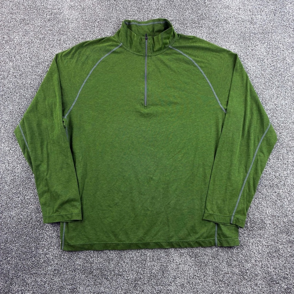 Cloudveil 1/4 Zip Pullover Mens 2XL Green Cotton Blend Performance Base Layer
